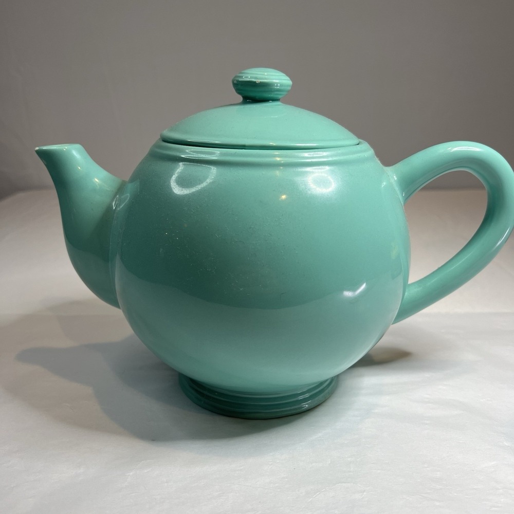Vintage Cracker Barrel Tea Pot Blue Ceramic Aqua Green